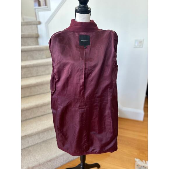 Talbots Burgundy Red Button Front Knee Length Peacoat - Picture 7 of 9